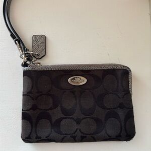 Coach Signature Black and Gray Wristlet